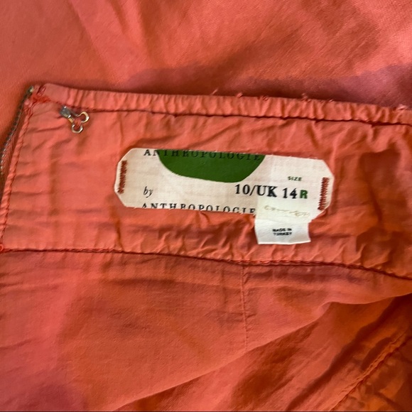 Anthropologie Cotton Linen Flap Pocket Utility Raspberry Skirt - Picture 7 of 8